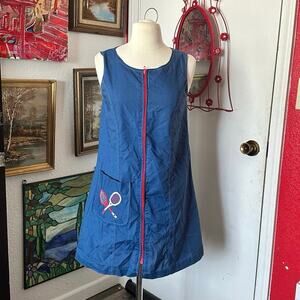 gilead blue red zip up tennis sleeveless dress